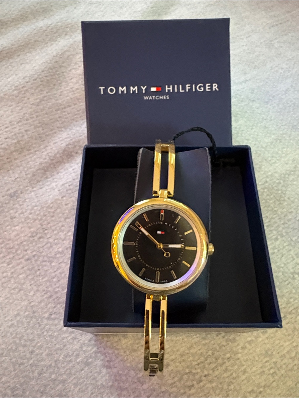 Tommy Hilfiger Gold-Tone Watch with Black Dial
